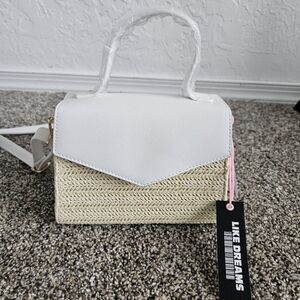 NWT Like Dreams Straw and white Faux Leather Purse Cross Body Handbag Barbiecore